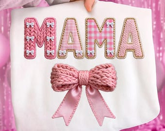 Trendy Crochet Mama PNG, Faux Yarn, Motherhood Design (Digital Download)