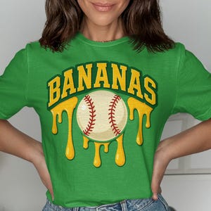 Funny Bananas Baseball PNG SVG: Coquette Bow Mascot, Ice Cream Drip (Digital Download File