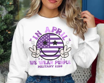 Purple Up Military Kids PNG: American Flag Smile (Digital Download)