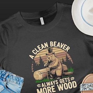 A Clean Beaver Gets More Wood PNG & SVG, Camping Retro, Funny Beaver Shirt Design, Adult Humor Sayings, Gift for Dad, Sublimation, Mugs, Etc
