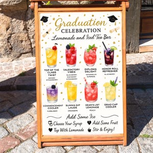 Graduation Lemonade Bar Menü-Schild PDF / PNG, Class of 2025 Themed druckbares Drink Station Schild, Abschlussfeier Dekor, digitaler Download