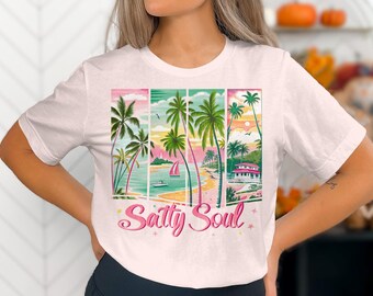 Summer Salty Soul PNG SVG: Preppy Beach Vibes Brushstroke Design (Digital Download)