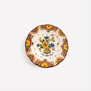 Dutch Hand-Painted Ceramic Wall Plate – Polychrome Floral Design, Marked “Modica Holland”, Vintage Decorative Plate