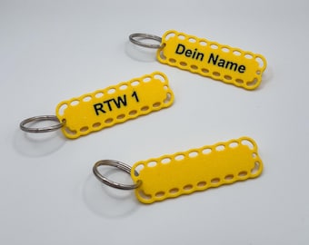 Spineboard keychain with key ring (emergency services, hospital, fire department, spine board, rescue stretcher, 3D printing)