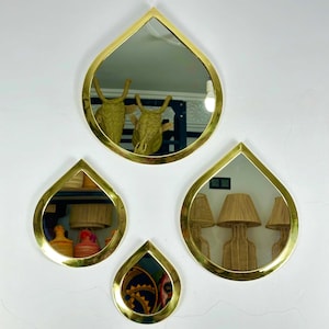 Espejos de latón marroquíes hechos a mano: juego de espejos de lujo para colgar en la pared.