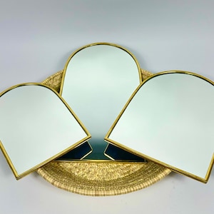 Handmade Gold Brass Arch Mirror: Moroccan Wall Decor