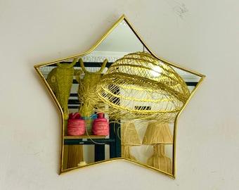 Handmade Moroccan Brass Star Mirror: Wall Decor