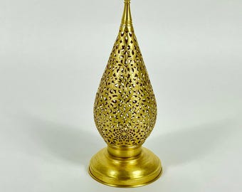Handmade Moroccan Brass Table Lamp - Exotic Bedside Light