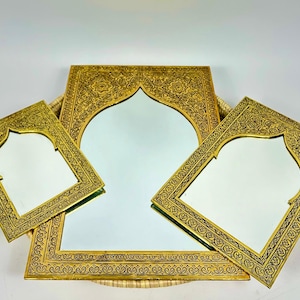 Moroccan Brass Wall Mirror: Handmade Mosque Decor
