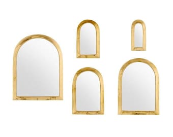 Handmade Moroccan Brass Arch Mirror: Gold Wall Decor