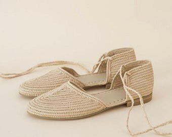 Handmade Raffia Sandals – Women’s Summer Shoes, Beach Ballerinas, Moroccan Artisan Sandals