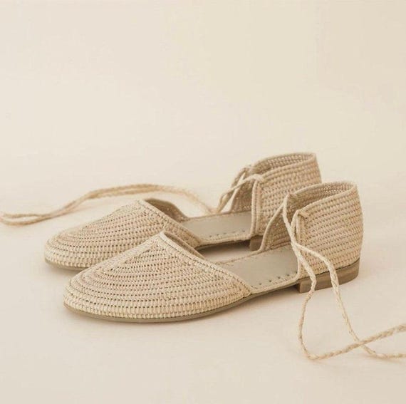 Handmade Raffia Sandals – Women’s Summer Shoes, Beach Ballerinas, Moroccan Artisan Sandals