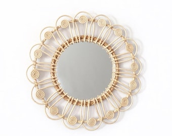 Handmade Rattan Peacock Mirror – Boho Wall Decor