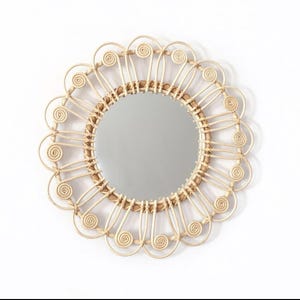 Wall mirror round Rattan Peacock- wall decoration-Boho Mirror Rattan -Mirror Wall Decor Mirror- Wicker Made Mirrors