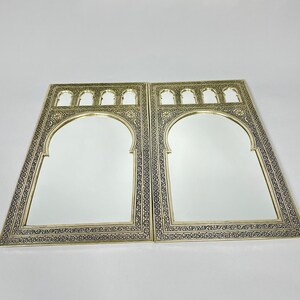 Handmade Moroccan Brass Arch Mirror: Wall Decor (18.89” x 10.82”)