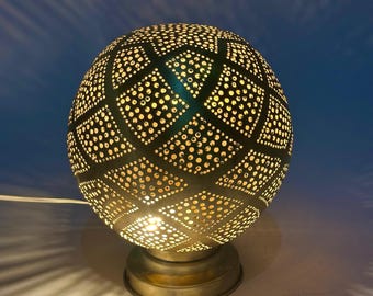 Handcrafted Moroccan Brass Table Lamp - Boho Decor, Modern Lighting, Bedside Lamp, Oriental Accent Light