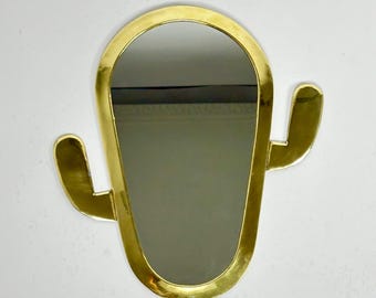 Handmade Moroccan Brass Cactus Mirror – Wall Hanging Decor