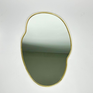 Handmade Brass Moroccan Mirror: Irregular Gold Wall Decor