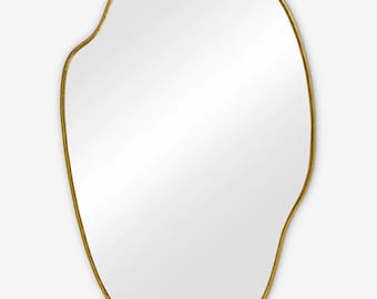 Espejo marroquí de latón hecho a mano - Decoración de pared irregular dorada