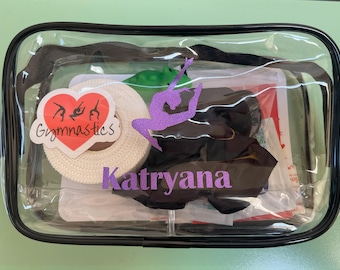 Gymnastics Meet Survival Kit, Clear Storage Bag, Personalized