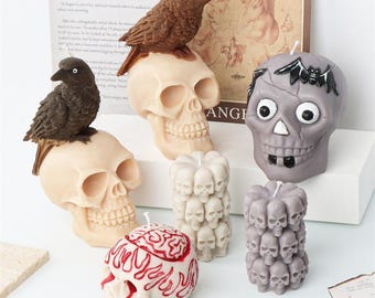Handmade Pumpkin Candle: Spooky Halloween Home Decor, Witchy Ghost Skeleton, Haunted Home party