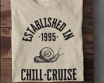 Camiseta unissex de algodão para o 30º aniversário, "Fundada em 1995, Chill Cruise", camiseta para comemorar os 30 anos, presente para quem completa 30 anos.
