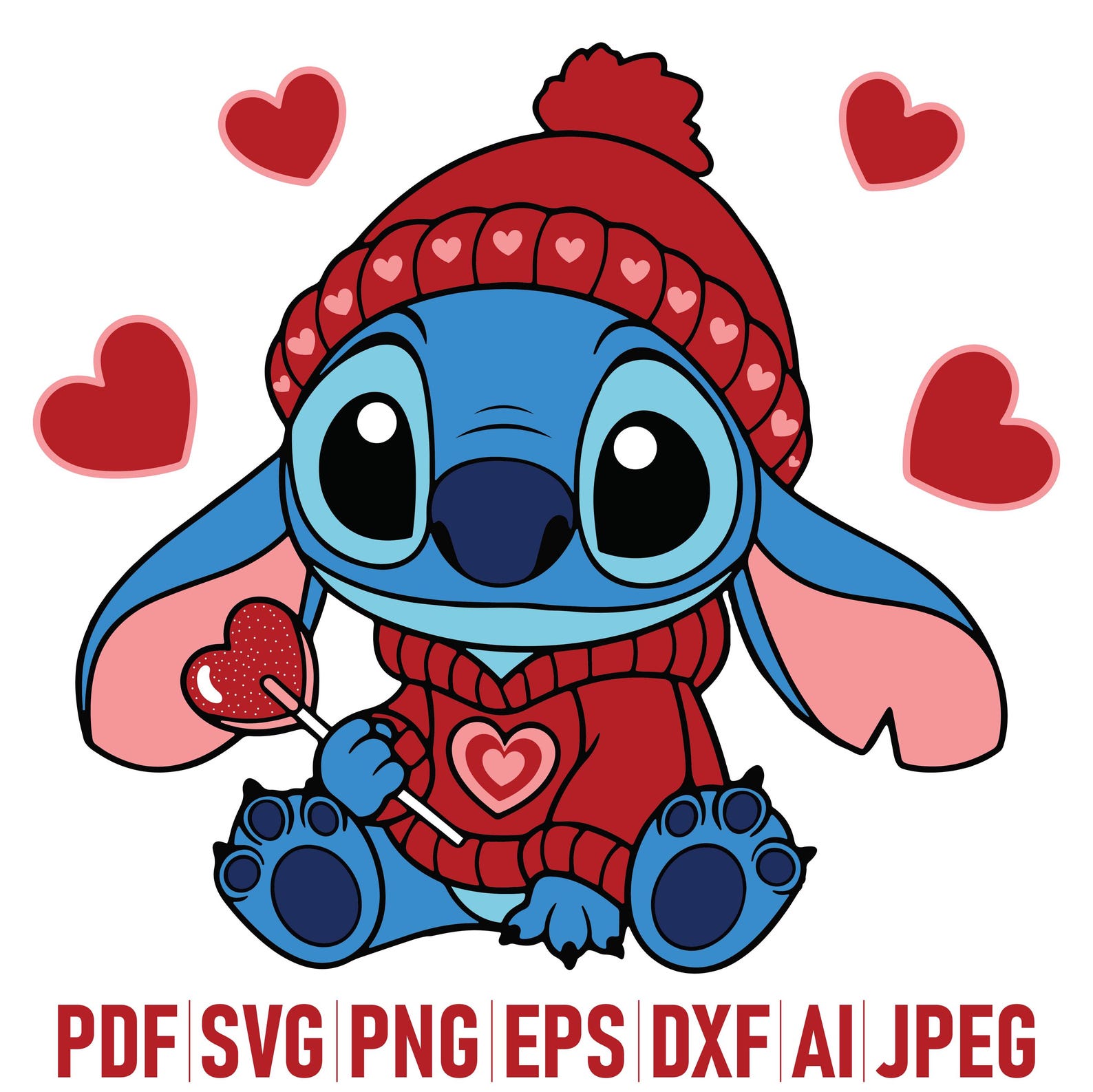 Kawaii Stich Valentine Svg Png, Valentine's Day Png, Stitch Valentine's ...