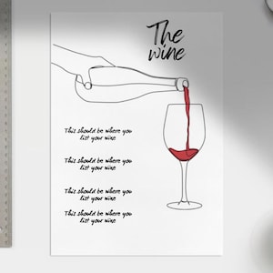 Modello di menu del vino, modello di menu del vino minimalista, menu del vino moderno modificabile, menu del vino di Natale