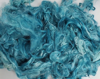 Suri Alpaca Locks, Teal Hand Dyed Locks, 4-5" Locks, Washed and Dyed Suri Locks, Doll Hair, Tail Spinning, Lock Spinning, 2ozRug Hooking