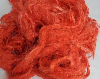 Suri Alpaca Locks, Salmon Dyed Locks, 4-5" Locks, Washed and Dyed Suri Locks, Doll Hair, Tail Spinning, Lock Spinning, 2oz