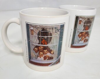 Norman Rockwell cup set. Vintage cup set. Norman Rockwell collection, 2 cup set