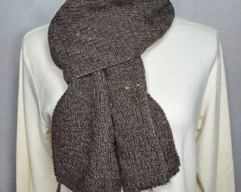 Grey Alpaca Scarf,  Dark Grey Alpaca Scarf, Unisex Alpaca Scarf, Men's Scarf, Herringbone Scarf,  USA Grown and Made, DK 23