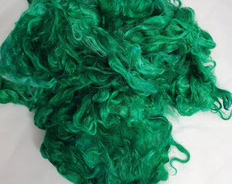 Suri Alpaca Locks, Emerald Green Dyed Locks, 4-5" Locks, Spinning Fiber, Wig Making, Doll Hair, Locks Spinning, Suri Alpaca Locks,EG,2oz