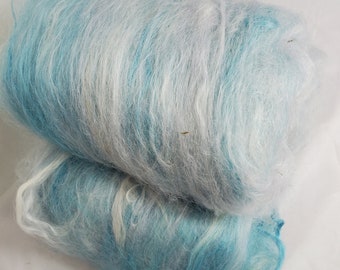 Suri Alpaca Batts, Spinning Fiber, Spinning Batts, Luxury Spinning Fiber, Luscious Spinning Batt, Teal Alpaca Batts, Frozen