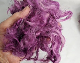 Suri Alpaca Locks, Plum Dandy Hand Dyed Locks, 4" Locks, Washed and Dyed Suri Locks, Doll Hair, Tail Spinning, Lock Spinning, Rug Hooking