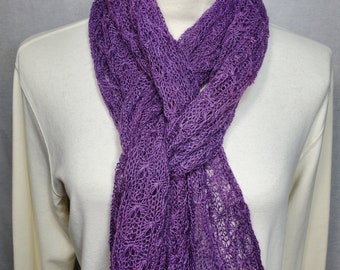 Alpaca Scarf, Handmade Alpaca Scarf, Suri Alpaca Scarf, Knit Lace Scarf, Homegrown Suri Alpaca, Scarf, Purple