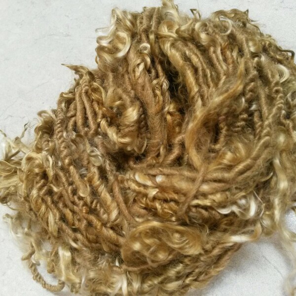 TailSpun Suri Alpaca Yarn, Tailspun Long Locks Yarn, Tailspun Yarn, Novelty Alpaca Yarn, Art Yarn, Golden Locks