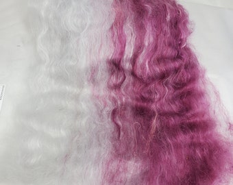 Suri Alpaca Fiber Batt, 100% Suri Alpaca, Hand dyed Alpaca, Luscious Spinning Batt,  Silvered Burgundy