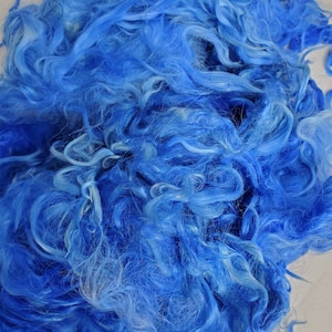 Suri Alpaca Locks, Blue Dyed Locks,4&quot; Locks, Washed and Dyed Suri Locks, Doll Hair, Tail Spinning, Lock Spinning, Rug Hooking, 3oz