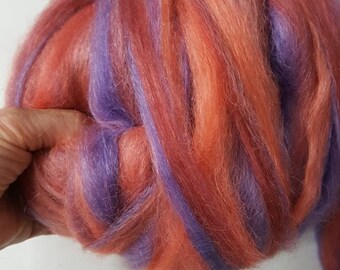 Hand Dyed Suri Alpaca Roving: Silky Soft Tulip Garden Stripes