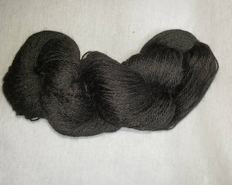 Black Alpaca Yarn, USA Farm Raised, 3 ply Sport Alpaca Yarn, Alpaca Merino Blend Yarn, 300 yd Skein, Eco Friendly, Rich Black, mr20