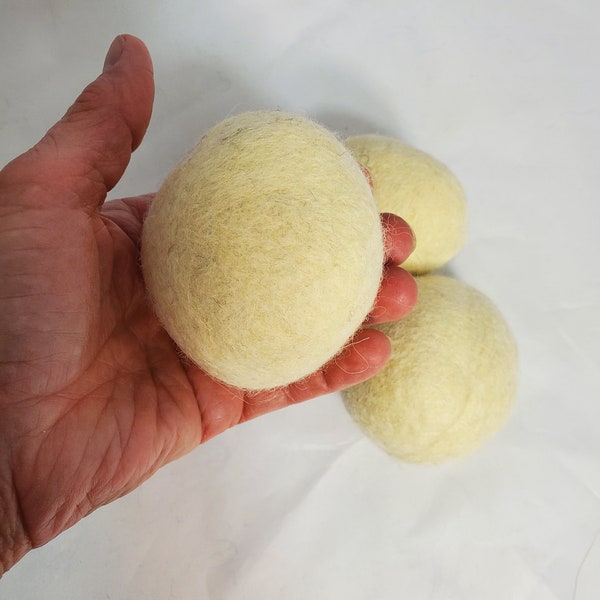 Eco Friendly Dryer Balls, 100% USA Alpaca/Wool, Wool Dryer Balls Set, Laundry Dryer Balls, Handmade Dryer Balls, Natural White or Brown