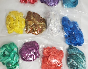 Dyed Mulberry Silk Roving: Craft Fiber for Spinning & Felting (0.5oz)