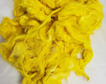 Suri Alpaca Locks, 4-5" Sunflower Yellow Locks,  Doll Hair, Lock Spinning, Tail Spinning, 2oz