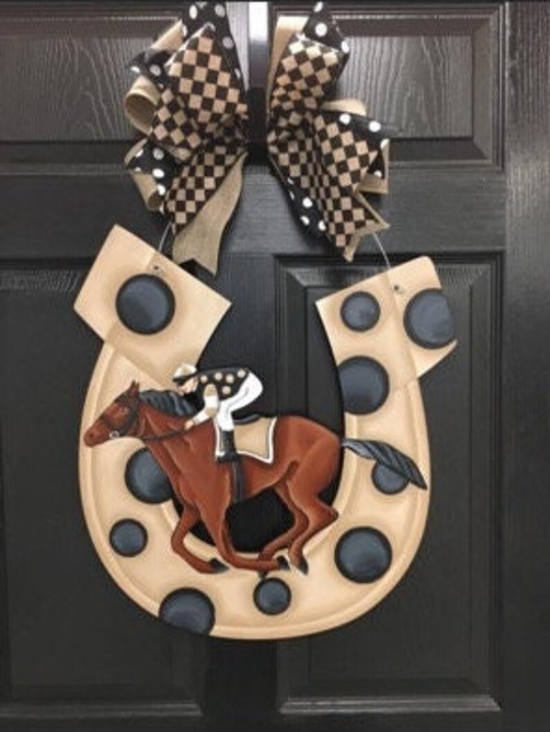 Derby Horseshoes Door Hangers Kentucky May Colorful Etsy