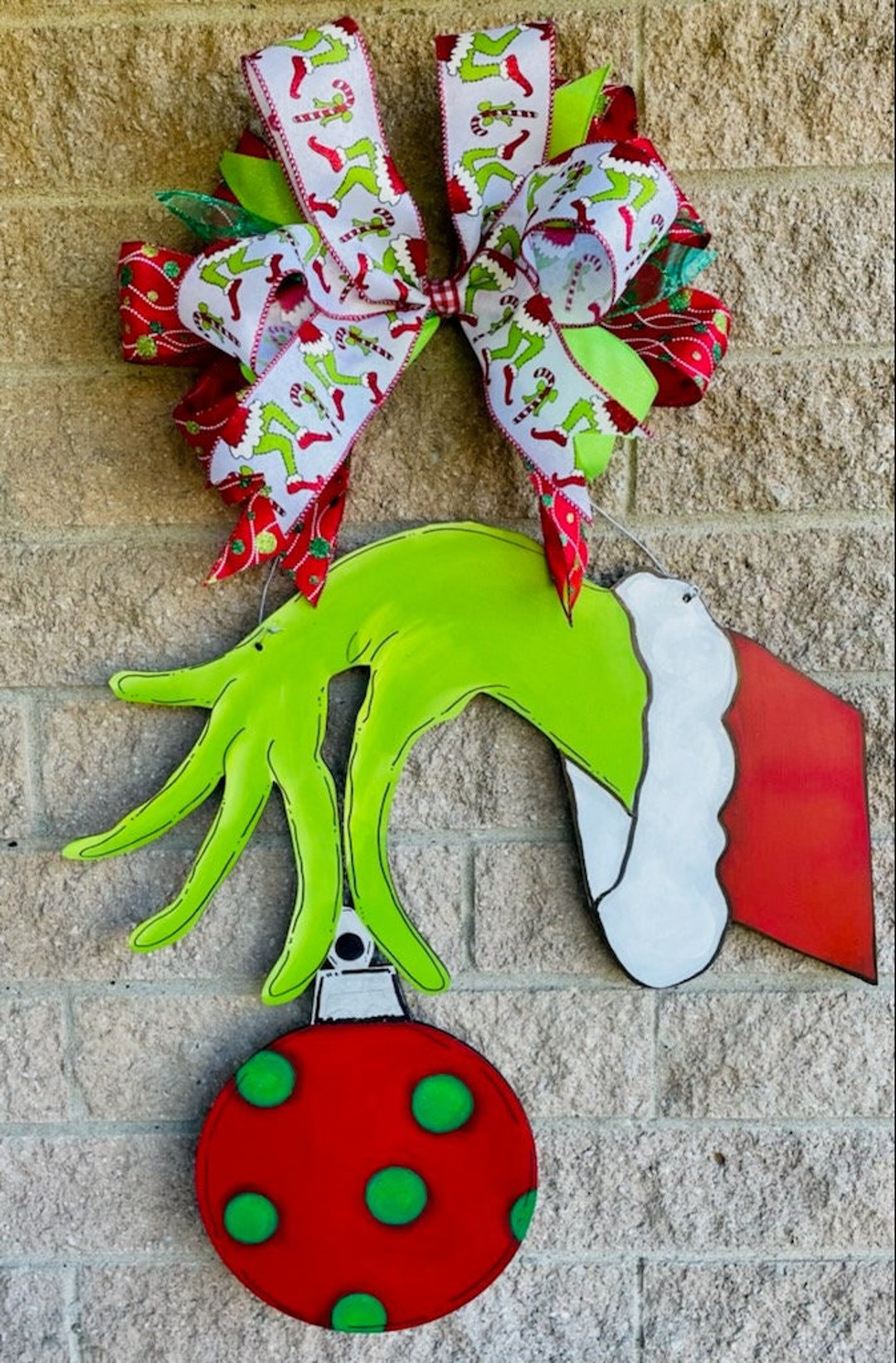 Grinch Hand Hanger Hello Christmas Door Hanger December Door Hanger ...