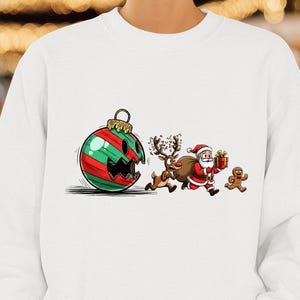 Funny Christmas Sweatshirt, Santa Reindeer Monster Shirt, Holiday Family Matching Outfit