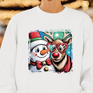 Snowman Reindeer Christmas Sweatshirt, Matching Family Holiday Shirt