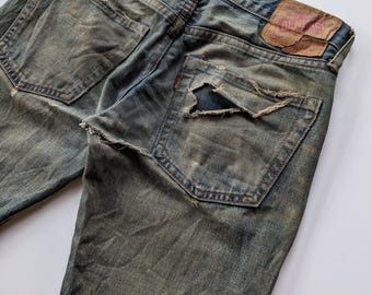 Vintage DENIME rostige Selvedge Jeans mit Klauenflecken