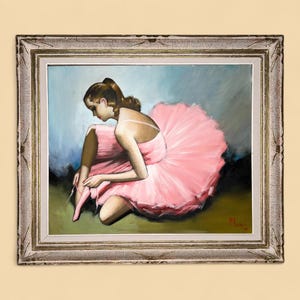 Ballerina Dancer, Original French Oil on Canvas Portrait